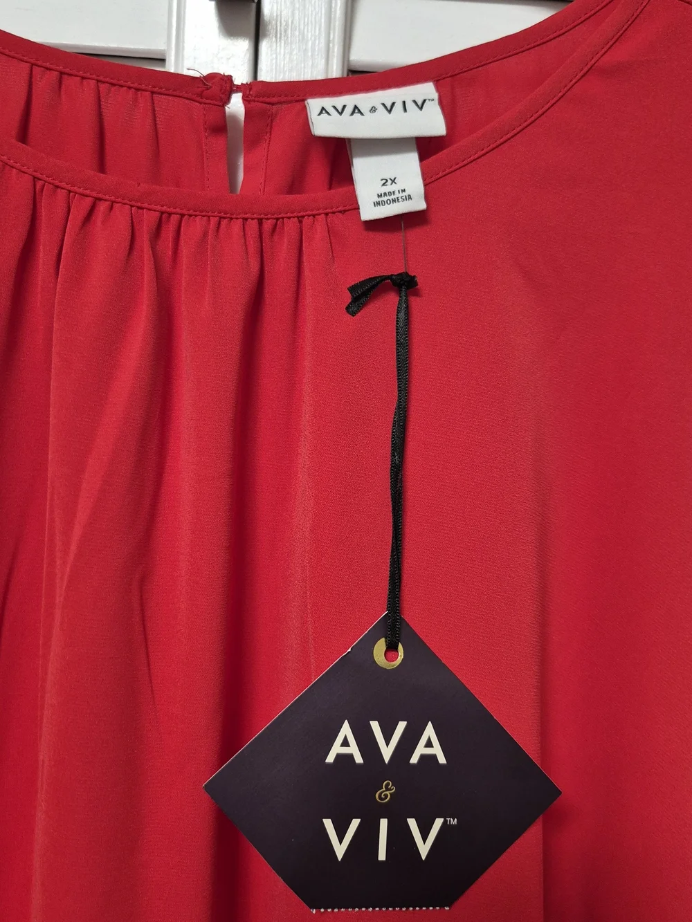 Ava & Viv Vibrant Red Ruffle-Neck Blouse - Picture 3 of 9